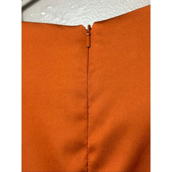 NWOT Mac Duggal Short Wrap Puff Sleeve Burnt Orange Dress Style #26928 Size 8US - Picture 12 of 12